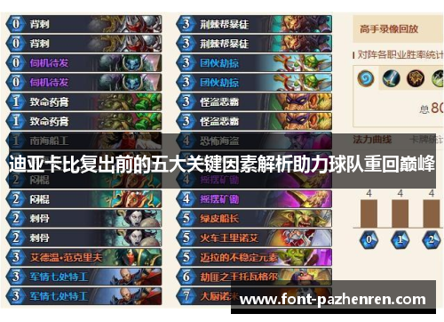 迪亚卡比复出前的五大关键因素解析助力球队重回巅峰