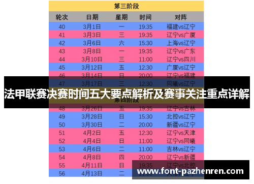 法甲联赛决赛时间五大要点解析及赛事关注重点详解 法甲联赛决赛时间五大要点解析及赛事关注重点详解