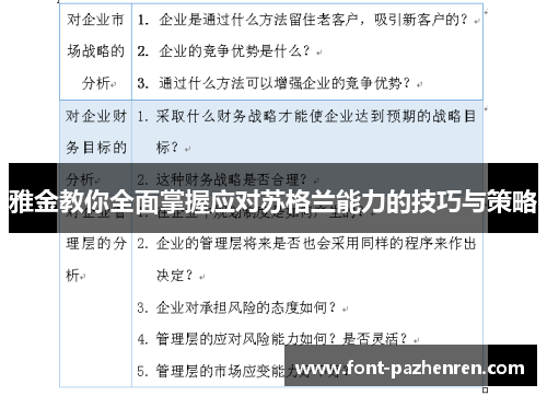 雅金教你全面掌握应对苏格兰能力的技巧与策略 雅金教你全面掌握应对苏格兰能力的技巧与策略